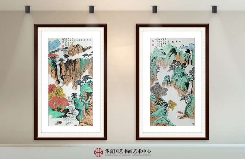左  刘宁辉作品《白云深处有人家》规格：68X138cm  右  刘宁辉作品《山川秀色》规格：68X138cm.jpg