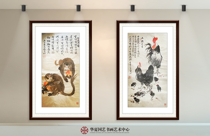 左 张传武作品《十二生肖—猴》  右  张传武作品《十二生肖—鸡》.jpg