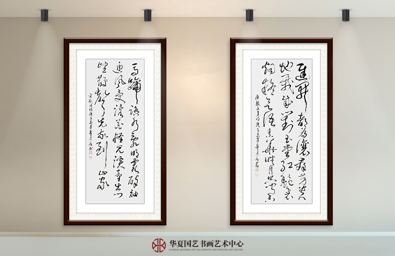 左  辛景春作品 刘因《山家》  右  辛景春作品 殷文圭《赵侍郎看红白牡丹因寄杨状头赞图》.jpg