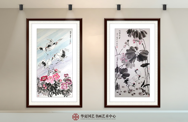 左  辛景春作品《鹤舞盛世》  右  辛景春作品《满塘荷气》.jpg