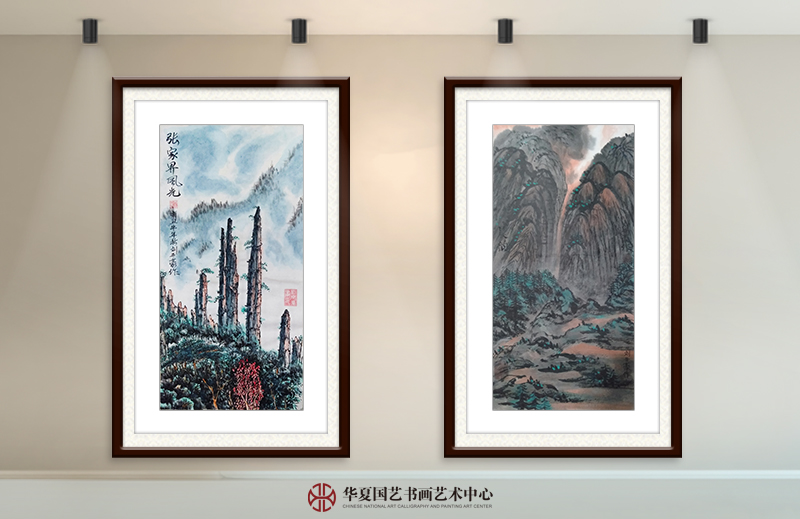 左  刘开豪作品《张家界风光》  右  刘开豪作品《晨韵》.jpg