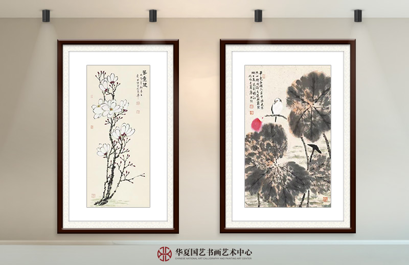左 唐思领作品《春意浓》 右 唐思领作品 杨万里《晓出净慈寺送林子方》.jpg