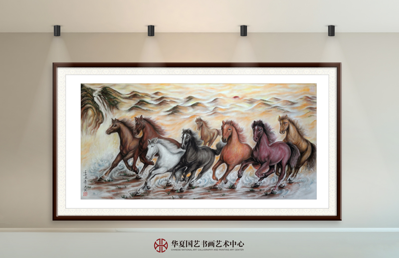 张松柏作品24《八骏图》规格：109X240cm.jpg