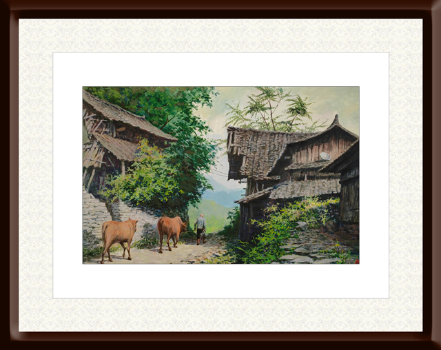 赵竟城作品4《山寨牧牛》规格：60cmX90cm.jpg