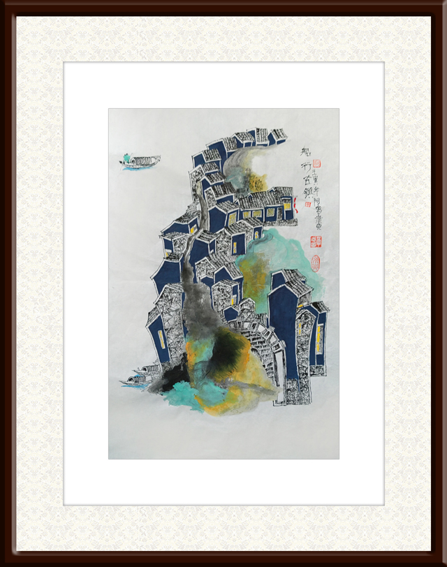 章志华作品3《船行古镇》.jpg