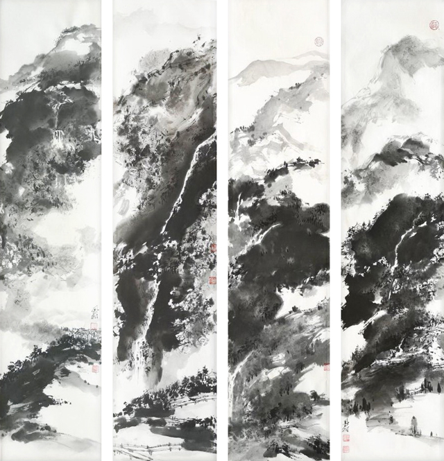谷凤羽作品10《老家红河》四条屏--规格：138×34cm×4.jpg