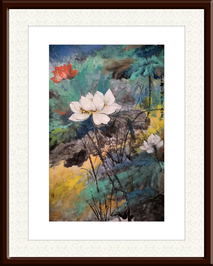 盛絜作品《荷月话荷莲》尺寸：（62x80）.jpg