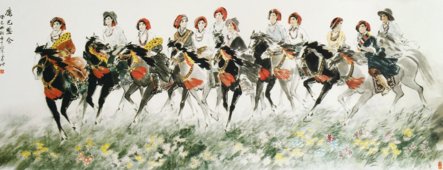 徐震时作品3《康巴盛会》145cm×380cm 2013年.jpg