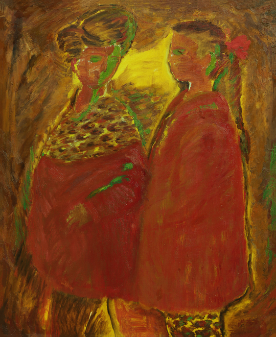 《两个红衣女孩》-73cmx61cm-油画-1995年-洪瑞生.jpg
