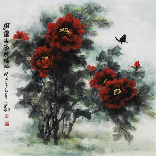 张得翔作品《凝露含香醉蝶忙》90㎝y90㎝2013年.jpg