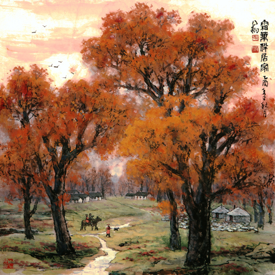 张得翔作品《霜林伴居家》68㎝×68㎝2005年.jpg