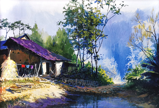 赵竟城作品6《老屋晨光》.jpg