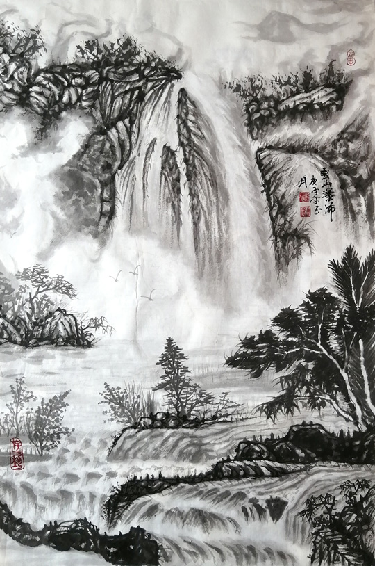 李瑞强作品3《云山瀑布》.jpg