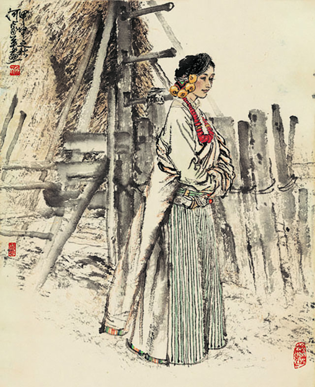 阿坝风情组画之四（阿坝的秋天） 34.5x28cm 2004年.jpg