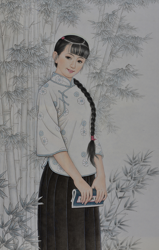 肖耀彩作品2《青竹》规格：100X64cm.JPG