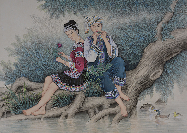 肖耀彩作品7《侗家恋歌》规格：105X75cm.JPG