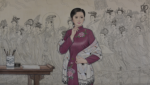 肖耀彩作品8《神仙图前的遐想》规格：159X90cm.JPG