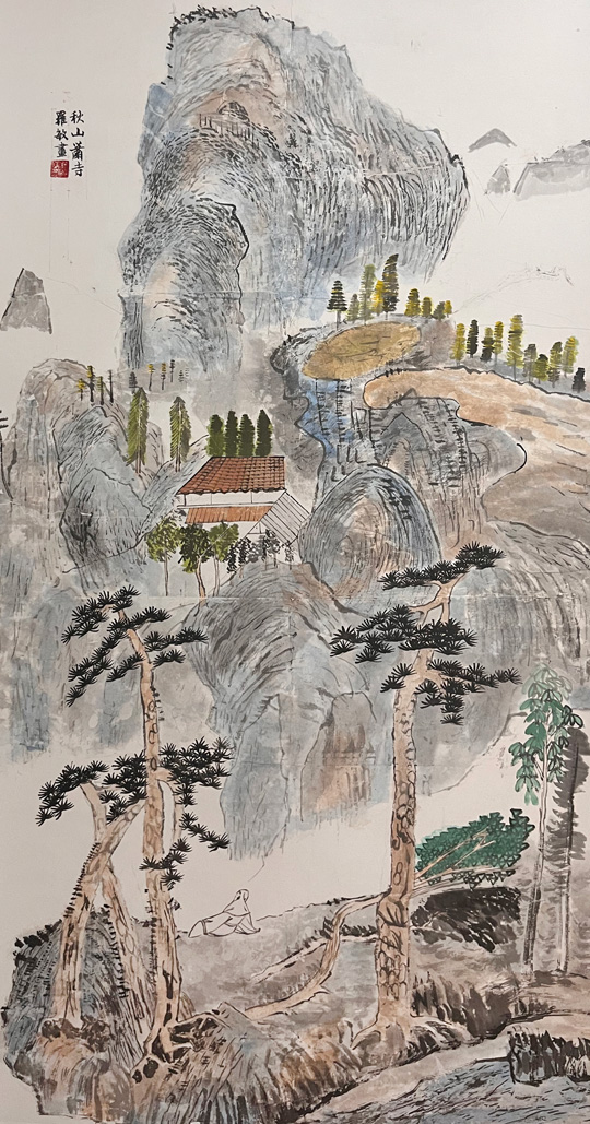 罗敏作品6《秋山蕭寺》--规格：69×138cm.jpg