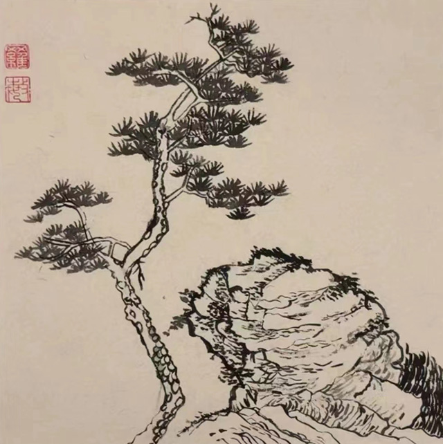 罗敏作品8《松石图》--规格：50×50cm.jpg