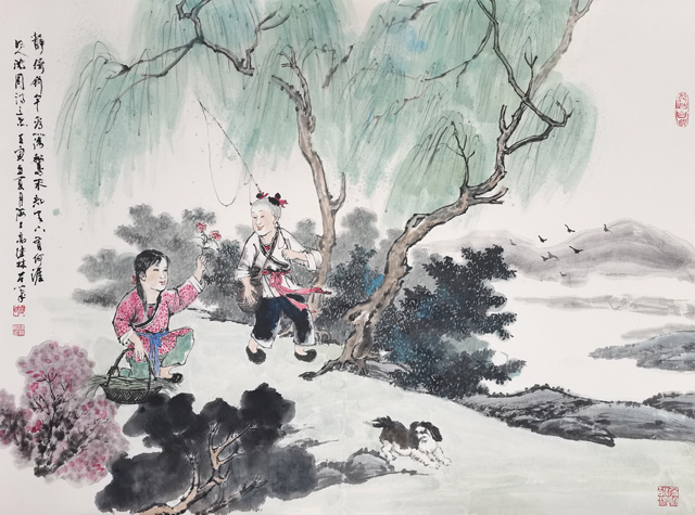 高健林作品5《静倚钓竿看落秋》--规格：90×68cm.jpg