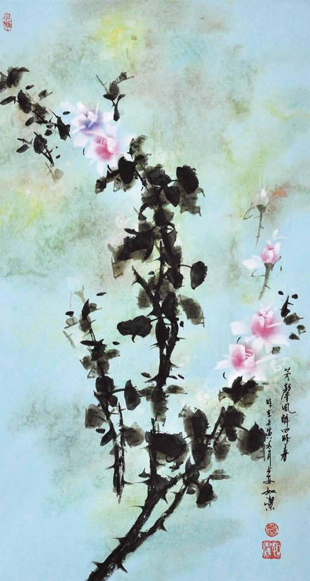 如洁作品2《芳馨风醉四时春》规格：64cmX33cm  2022年.jpg