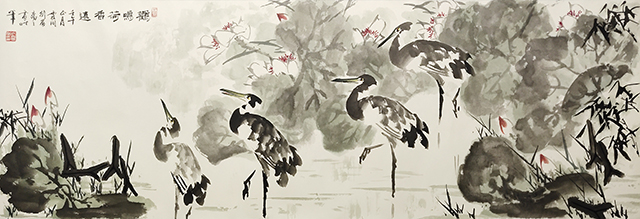 徐震时作品《鹳鸣荷香远》.jpg
