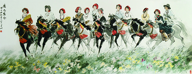 徐震时作品《康巴盛会》145cm×380cm 2013年.jpg