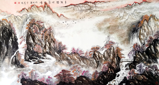 白桂芹作品6《夕阳独照染群峰》.jpg