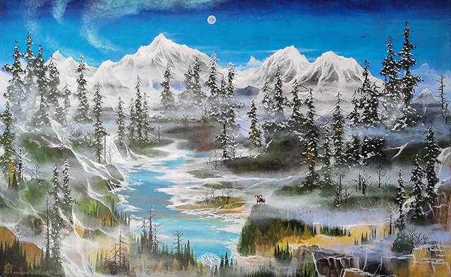 庞淳作品1 雪山系列经典大型作品《大美雪山与江河之源》尺寸：220x150cm.jpg