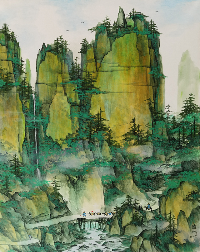 庞淳作品6《新溪山行旅图》向国宝致敬系列之二  尺寸：100x80cm.jpg