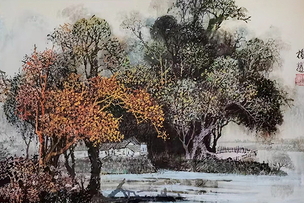 陈福耀作品《林间村庄》.jpg