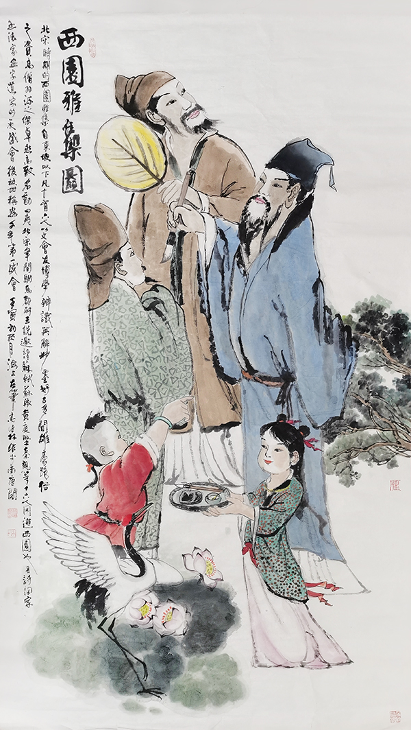 高健林作品1《西园雅集图》  规格：180×96cm.jpg