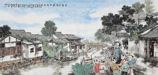 高健林作品6《千年古镇盛世修文》  规格：100cm×50cm.jpg