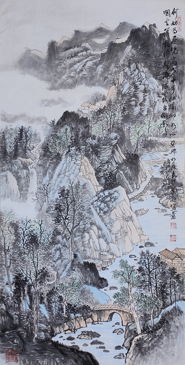 尚游作品5《何妨写尽凭高意，十步虹桥彻水心。咽云箫鼓传声沸,临水楼台倒影多。》.jpg
