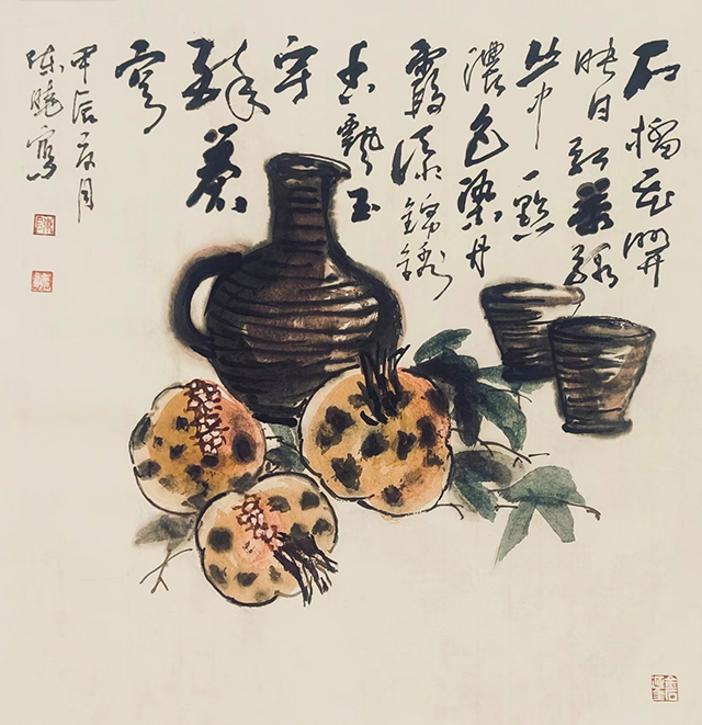 陈晓作品3《石榴花开》(国画).jpg