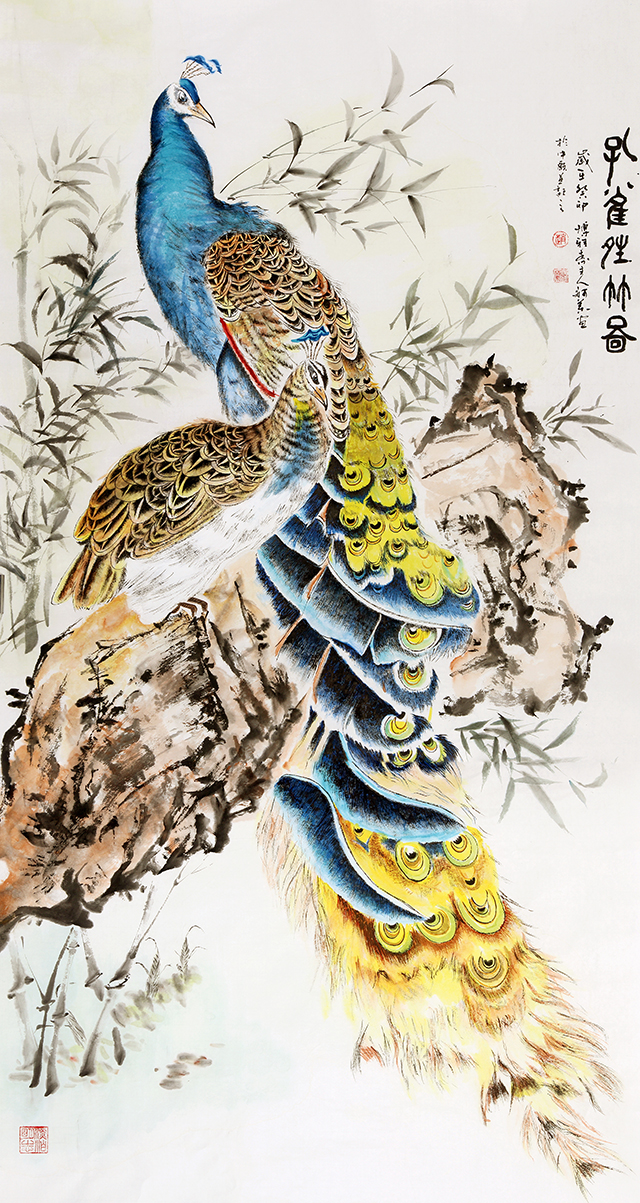 赵珂作品2《孔雀擎竹图》.jpg