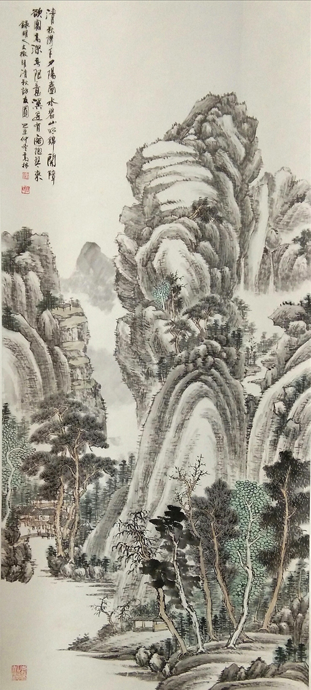 高健林作品1《清秋携手夕阳台》  规格：100×50cm.jpg
