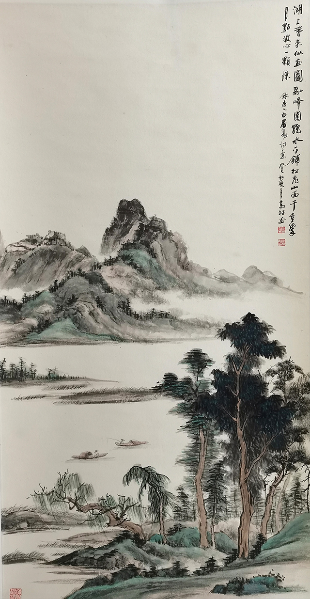 高健林作品2《湖上春来似画图》  规格：138×69cm.jpg