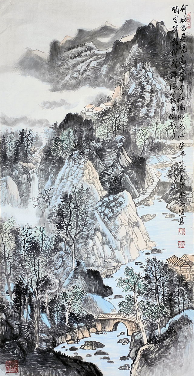尚游作品4《何妨写尽凭高意，十步虹桥彻水心。咽云箫鼓传声沸,临水楼台倒影多。》.jpg