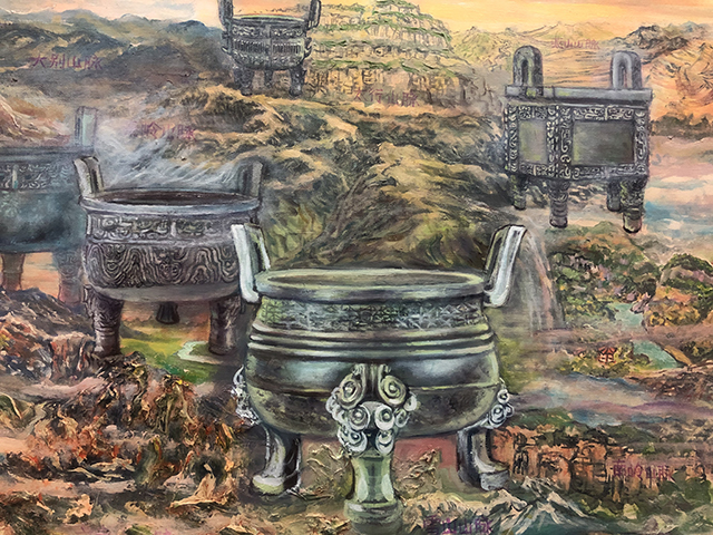中国商周青铜文物油画《楚大鼎》.jpg