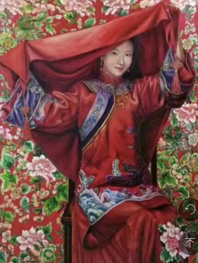 中国新古典主义人物油画《掀起你的红盖头》.jpg